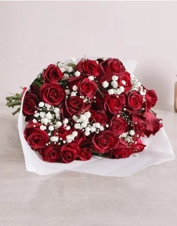 Red Roses in Cellophane for Mothers Day