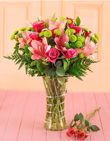 Pink Lilies & Roses in a Vase in Durban