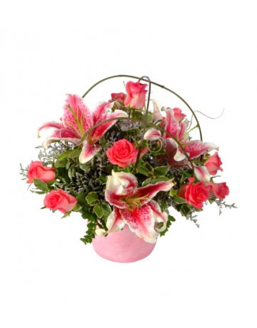 Posy of Mixed Pink Flowers