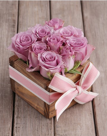 Rows of Roses in a Wooden Box