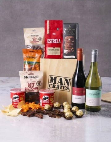 Wine, choc and snack hamper
