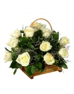 Basket of White Roses