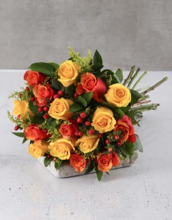 Orange & Yellow Rose Bouquet