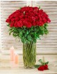 100 Red Roses in a Vase for Valentine’s Day