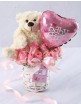 Baby girl flowers, Teddy & Balloon Vase