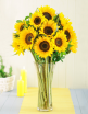 Sunflowers in a glass vase
